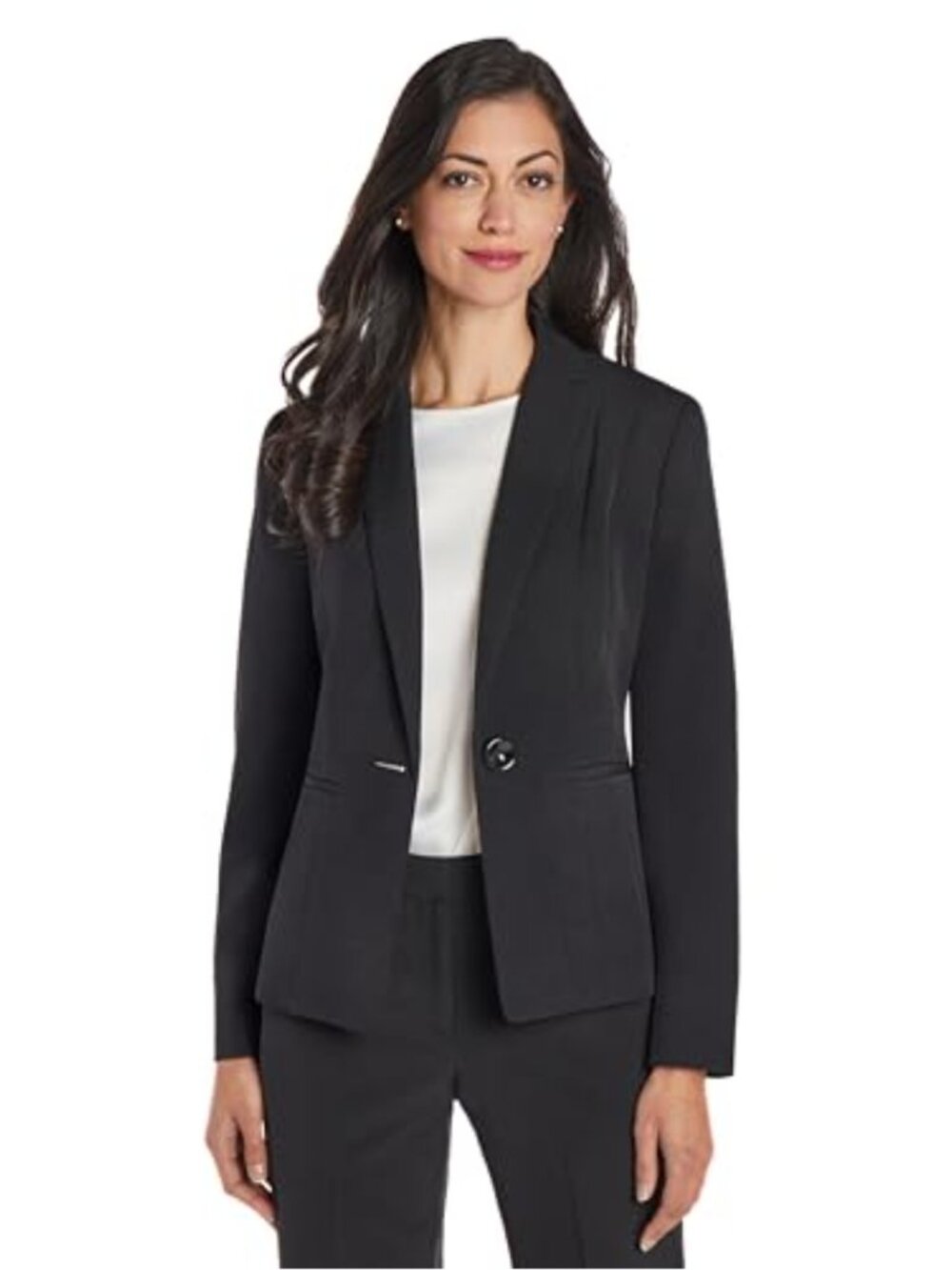 Petite One-Button Blazer - Women's Business Casual Stretch Jacket